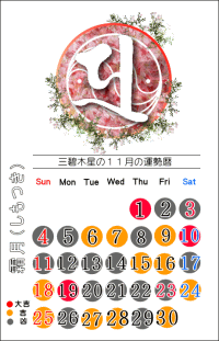 三碧木星の１１月の開運カレンダー