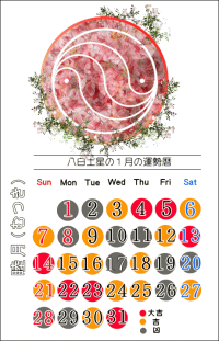 八白土星の１月の開運カレンダー