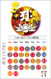 九紫火星の４月の開運カレンダー