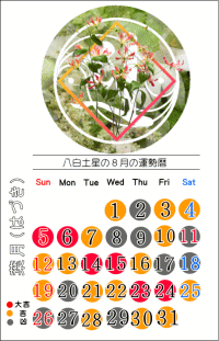 八白土星の８月の開運カレンダー