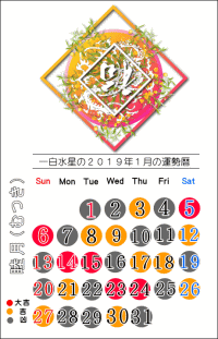 一白水星の２０１９年１月の開運暦