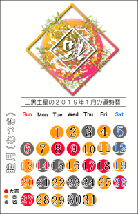 二黒土星の２０１９年１月の開運暦