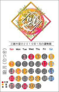 三碧木星の２０１９年１月の開運暦