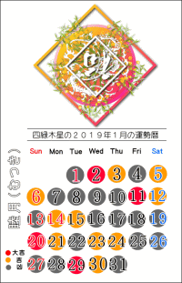 四緑木星の２０１９年１月の開運暦