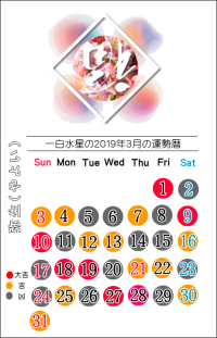 一白水星の２０１９年３月の開運暦