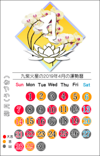 九紫火星の２０１９年４月の開運暦