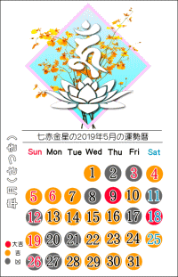 七赤金星の２０１９年５月の開運暦