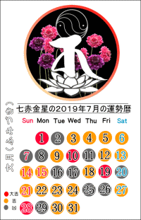 七赤金星の２０１９年７月の開運暦