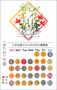 七赤金星の２０１９年８月の開運暦